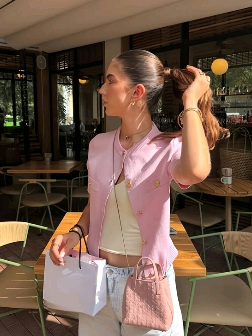 Summer Autumn Women's Elegant Fashion Knit Short Sleeve Top, Street Commute Casu - Picture 5 of 6